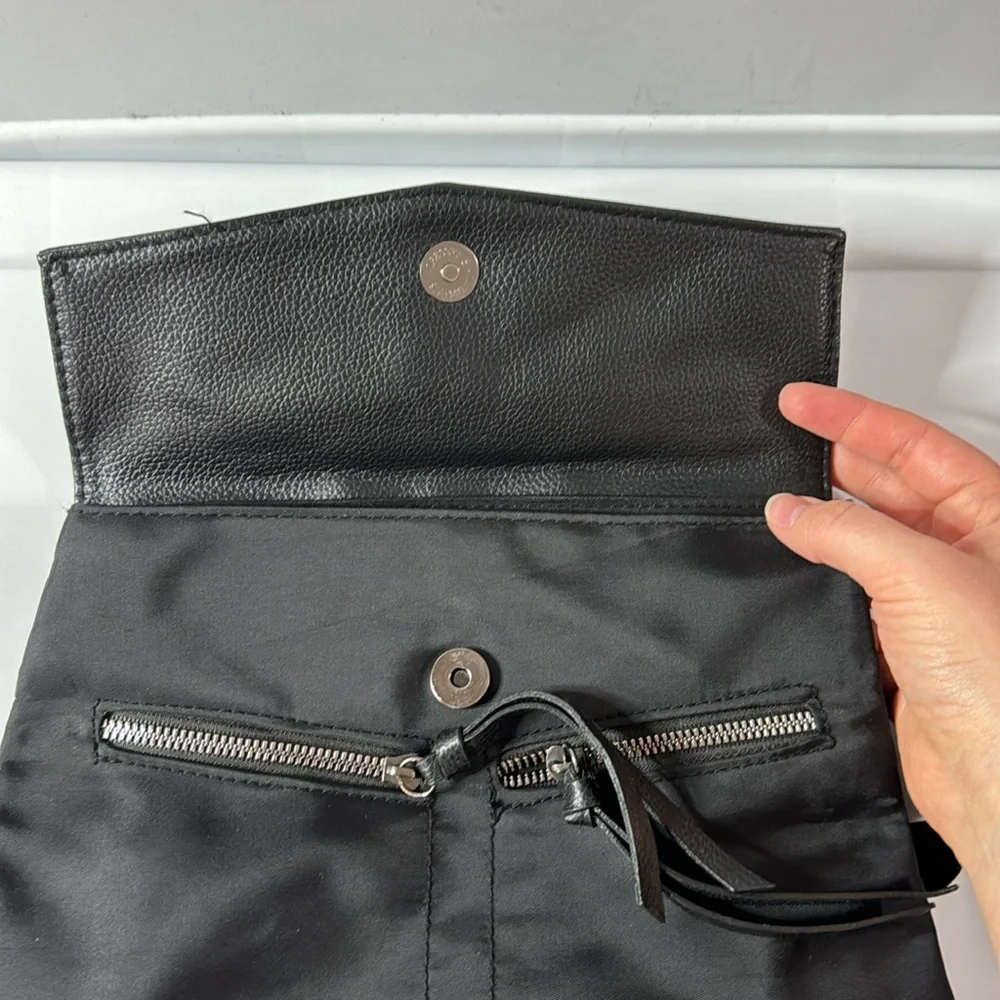 Botkier New York black Trigger mini faux leather trim backpack